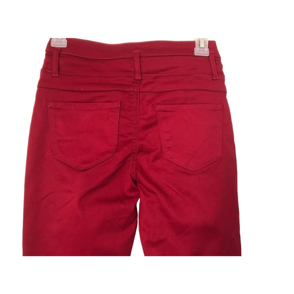 No Boundaries Jeans Womens Size 5 Red Mid Rise Skinny Crop Wear 3 Ways - Picture 2 of 7